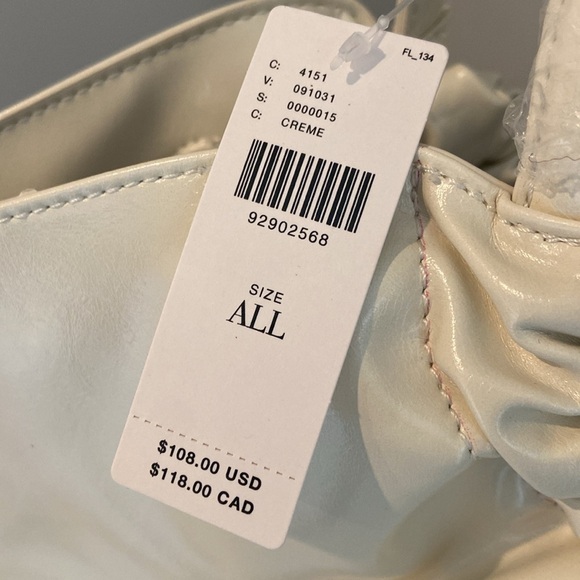 NWT Anthropologie Crème Patent Leather Half Moon Women's Shoulder Bag - Picture 7 of 11